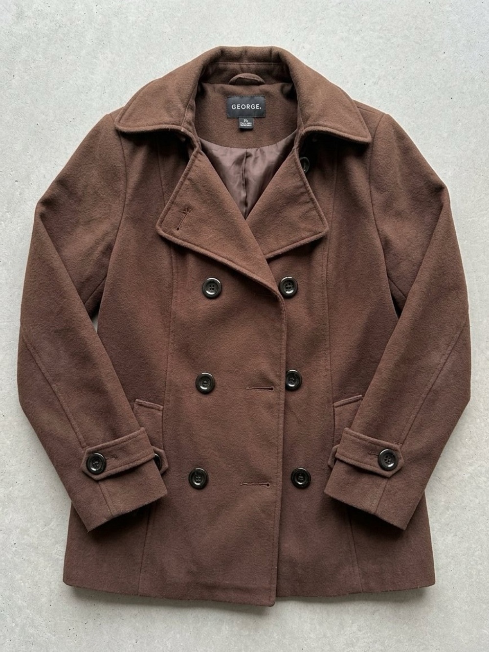 Women's Double-Breasted Chocolate Brown Peacoat